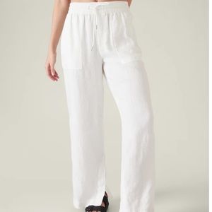 RETREAT LINEN WIDE LEG PANT in Calla Lily size 12